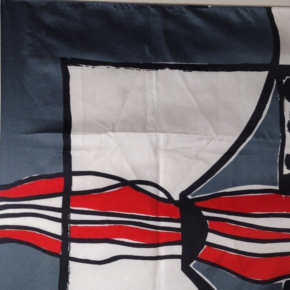 Cesar Manrique Art Scarf – Grey, Red, Black & White Fire Mountain Cactus 33.5x35 - Picture 11 of 11